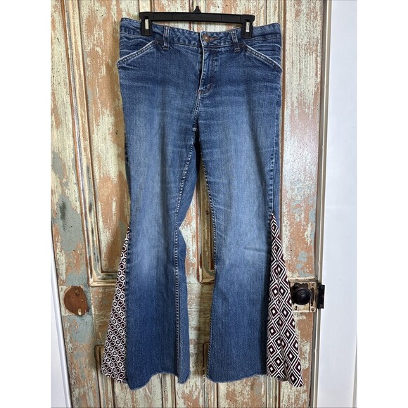 Latina Life Jeans REPAVED  Into Flared Boho  Art Jeans SZ 14 - Picture 1 of 15